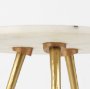 69674 - Vivienne  16.0L x 16.0W x 19.0H White Marble W/Antique Gold Metal Round Small Side Table