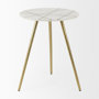 69675 - Vivienne 18.0L x 18.0W x 23.0H White Marble W/Antique Gold Metal Round Large Accent Table