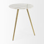 69675 - Vivienne 18.0L x 18.0W x 23.0H White Marble W/Antique Gold Metal Round Large Accent Table