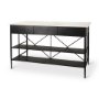 69936-AB - Amika White Marble Top Black Metal Base Kitchen Island