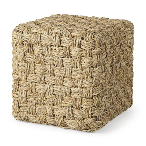 69605 - Adele  17.7L x 17.7W x 17.7H Medium Brown Seagrass Woven Square Pouf 