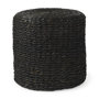 69606 - Dina 17.7L x 17.7W x 17.7H Black Cornhusk and Water Hyacinth Round Pouf 