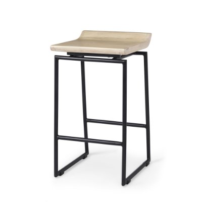 69556 - Givens 25.8"H Seat Height Natural Wood W/Black Metal Counter Stool