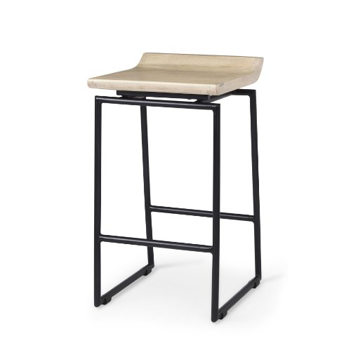 69556 - Givens 25.8"H Seat Height Natural Wood W/Black Metal Counter Stool