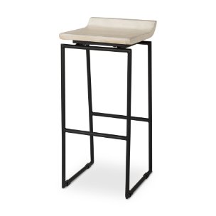 Givens Backless 32in Seat Bar Stool | Natural Wood w/ Black Metal