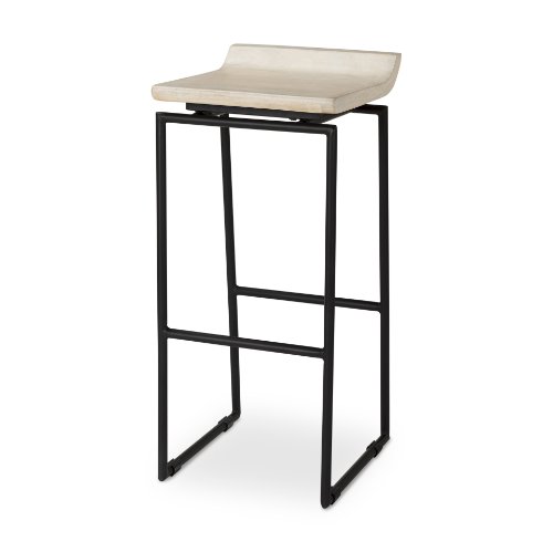 69557 - Givens 31.8"H Seat Height Natural Wood W/Black Metal Frame Bar Stool