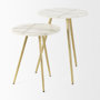 69675 - Vivienne 18.0L x 18.0W x 23.0H White Marble W/Antique Gold Metal Round Large Accent Table
