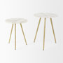 69675 - Vivienne 18.0L x 18.0W x 23.0H White Marble W/Antique Gold Metal Round Large Accent Table