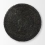 69579 - Dina 75L x 75W x 45H Black Cornhusk and Water Hyacinth Round Coffee Table Pouf 