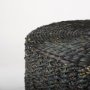 69579 - Dina 75L x 75W x 45H Black Cornhusk and Water Hyacinth Round Coffee Table Pouf 