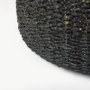 69579 - Dina 75L x 75W x 45H Black Cornhusk and Water Hyacinth Round Coffee Table Pouf 