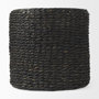 69606 - Dina 17.7L x 17.7W x 17.7H Black Cornhusk and Water Hyacinth Round Pouf 