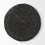 69606 - Dina 17.7L x 17.7W x 17.7H Black Cornhusk and Water Hyacinth Round Pouf 