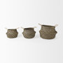 69607 - Gaia (Set of 3) Light and Dark Brown Cross Patterend Belly Seagrass Basket