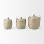 69613 - Olivia 15.7L x 15.7W x 17.3H Set of 3 Beige Seagrass Basket W/Lid and Handles