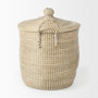 69613 - Olivia 15.7L x 15.7W x 17.3H Set of 3 Beige Seagrass Basket W/Lid and Handles