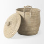 69613 - Olivia 15.7L x 15.7W x 17.3H Set of 3 Beige Seagrass Basket W/Lid and Handles