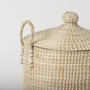 69613 - Olivia 15.7L x 15.7W x 17.3H Set of 3 Beige Seagrass Basket W/Lid and Handles