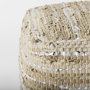 69501 - Aadhya 16.0L x 16.0W x 16.0H Taupe/Silver Leather and Cotton Pouf