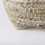 69501 - Aadhya 16.0L x 16.0W x 16.0H Taupe/Silver Leather and Cotton Pouf