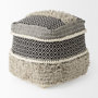 69515 - Darika 16.0L x 16.0W x 16.0H Black/White/Gray Cotton Pouf