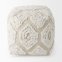 69518 - Ekanta 16.0L x 16.0W x 16.0H  Cream/Beige Patterned Cotton Pouf