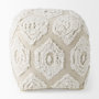 69518 - Ekanta 16.0L x 16.0W x 16.0H  Cream/Beige Patterned Cotton Pouf