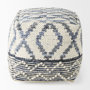 69519 - Eshana 16.0L x 16.0W x 16.0H Cream Wool and Denim Patterned Pouf