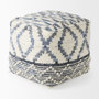 69519 - Eshana 16.0L x 16.0W x 16.0H Cream Wool and Denim Patterned Pouf