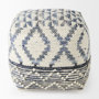 69519 - Eshana 16.0L x 16.0W x 16.0H Cream Wool and Denim Patterned Pouf