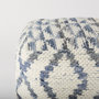 69519 - Eshana 16.0L x 16.0W x 16.0H Cream Wool and Denim Patterned Pouf