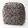 69521 - Falguni 16.0L x 16.0W x 16.0H Gray Leather and Cotton Patterned Pouf