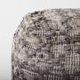 69521 - Falguni 16.0L x 16.0W x 16.0H Gray Leather and Cotton Patterned Pouf
