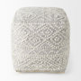 69522 - Farida 6.0L x 16.0W x 16.0H Light Gray Wool and Polyester Patterned Pouf