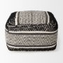 69524 - Garima  22.0L x 22.0W x 14.0H Black/White Wool and Cotton Patterned Pouf