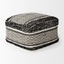 69524 - Garima  22.0L x 22.0W x 14.0H Black/White Wool and Cotton Patterned Pouf