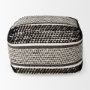 69524 - Garima  22.0L x 22.0W x 14.0H Black/White Wool and Cotton Patterned Pouf