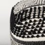 69524 - Garima  22.0L x 22.0W x 14.0H Black/White Wool and Cotton Patterned Pouf