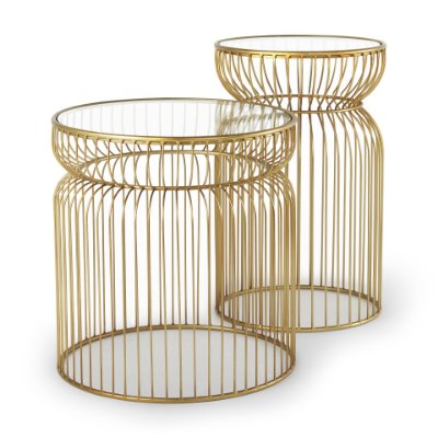70088 - Shani Set of 2 Round, Gold Metal w/ Glass Accent Tables