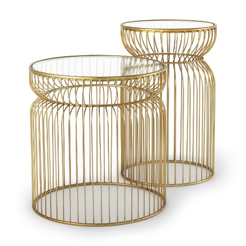 70088 - Shani Set of 2 Round, Gold Metal w/ Glass Accent Tables