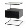 70096 - Samson 15.7L x 15.7W x 21.3H Side Table Matte Black Metal and Glass