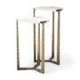 69730 - Atticus Marble and Antiqued Gold Metal Nesting Accent Tables (Set of 2)