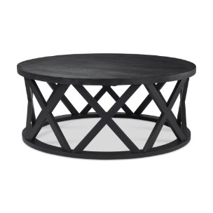 Forsey  28.0L x 45.3W x 18.0H Black Solid Wood Round Coffee Table