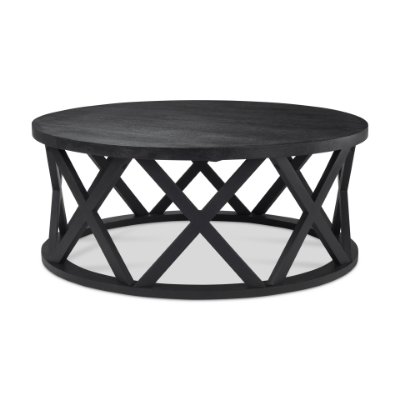 69745 - Forsey  28.0L x 45.3W x 18.0H Black Solid Wood Round Coffee Table