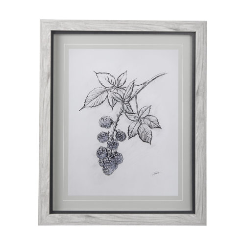 14072 - WildBerry Collection Blackberry Mercana Studio Hand Embellished Framed Art Print Matted under Glass