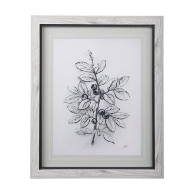 14073 - WildBerry Collection Blueberry by Mercana Studio Hand Embellished Framed Art Print Matted under Glas