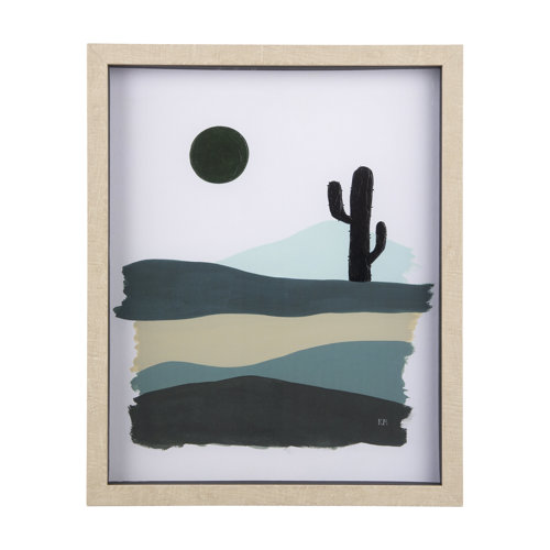 14075 - Green Desert I by Mercana Studio a Hand Embelished Textured Framed Art Print Matted under Glass