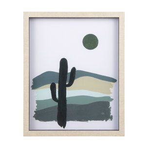 Green Desert II by Mercana Studio a Hand Embelished Textured Framed Art Print Matted under Glass