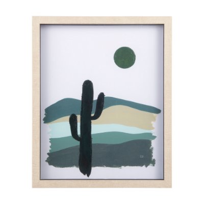 14076 - Green Desert II by Mercana Studio a Hand Embelished Textured Framed Art Print Matted under Glass