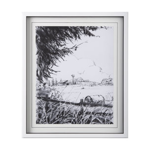 Farm View I by Mercana Studio a Hand Embellished Textured Framed Art Print Matted under Glass